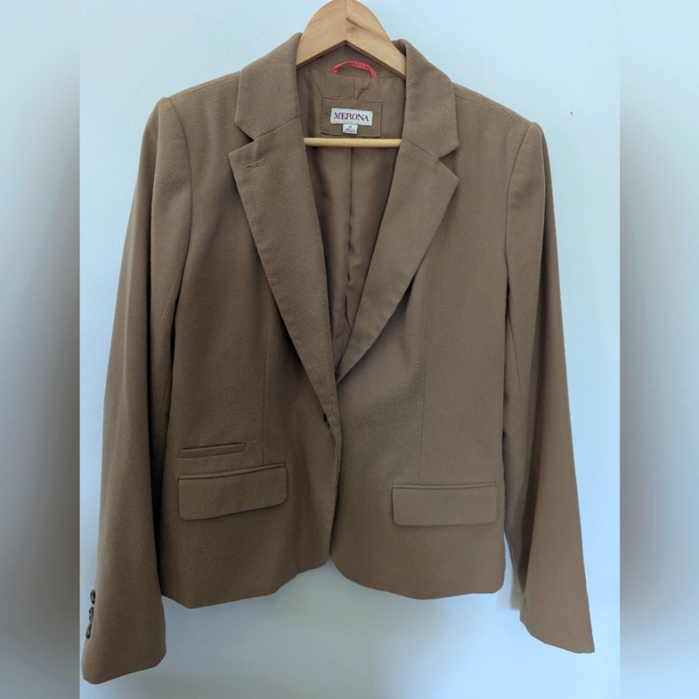 Merona Tan Blazer Tailored Suit Jacket